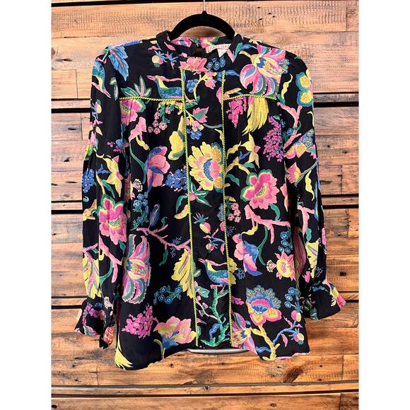 Banjanan Tops - Anthropologie, Anacortes Silk Blouse Banjanan 100% Silk Sz XS
